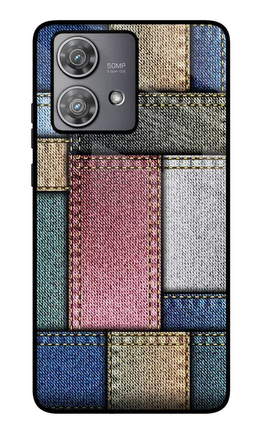 Multicolor Jeans Moto Edge 40 Neo Back Cover, Metal case