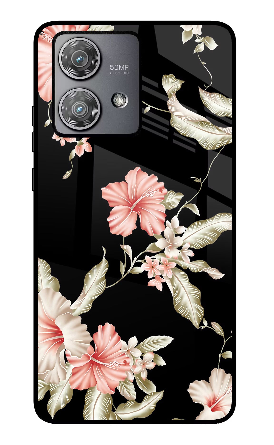 Flowers Moto Edge 40 Neo Glass Case Back Cover by Casekaro