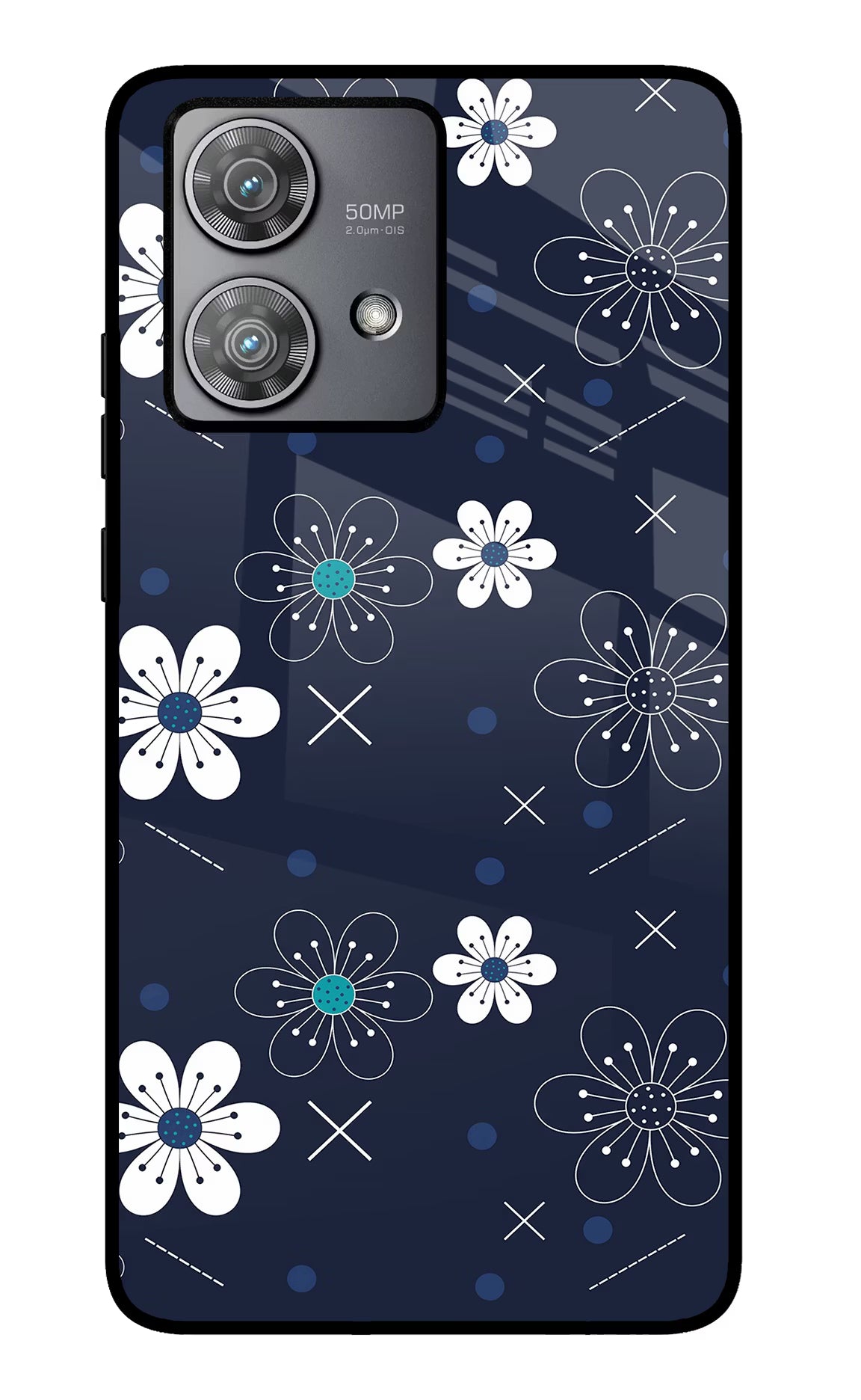 Flowers Moto Edge 40 Neo Glass Case Back Cover by Casekaro