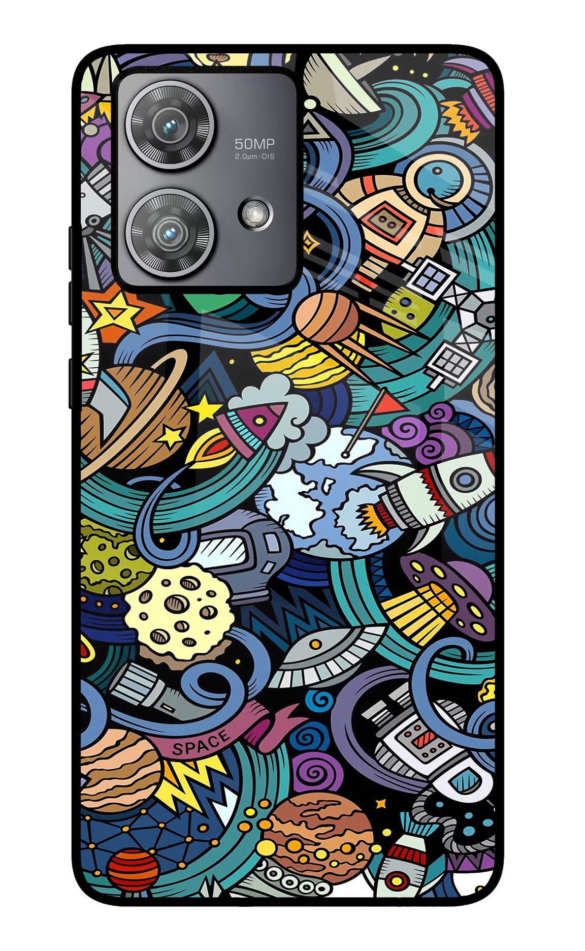 Space Abstract Moto Edge 40 Neo Glass Case Back Cover by Casekaro
