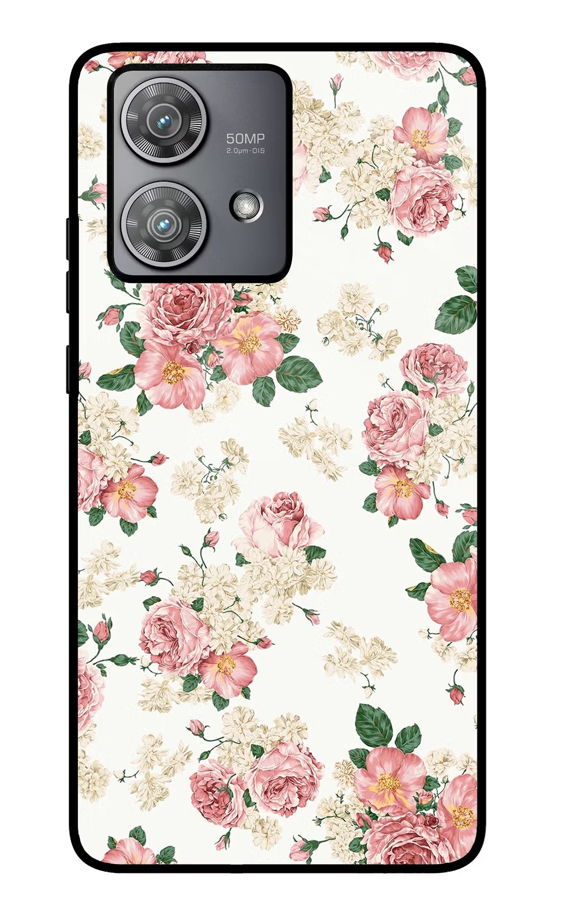 Flowers Moto Edge 40 Neo Glass Case Back Cover by Casekaro