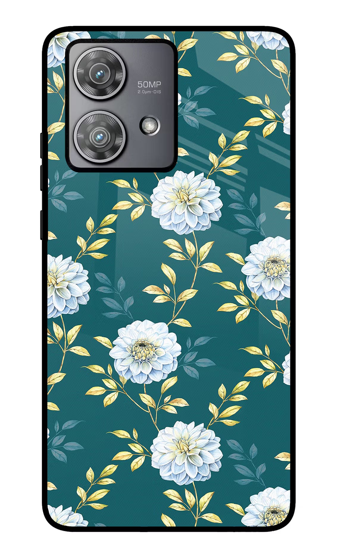 Flowers Moto Edge 40 Neo Glass Case Back Cover by Casekaro
