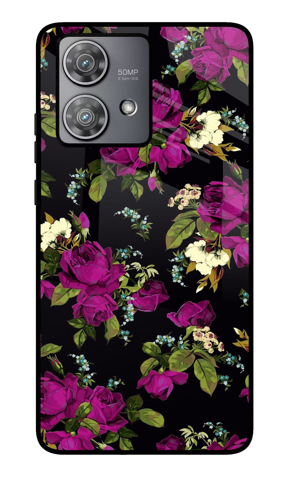 Flowers Moto Edge 40 Neo Glass Case Back Cover by Casekaro
