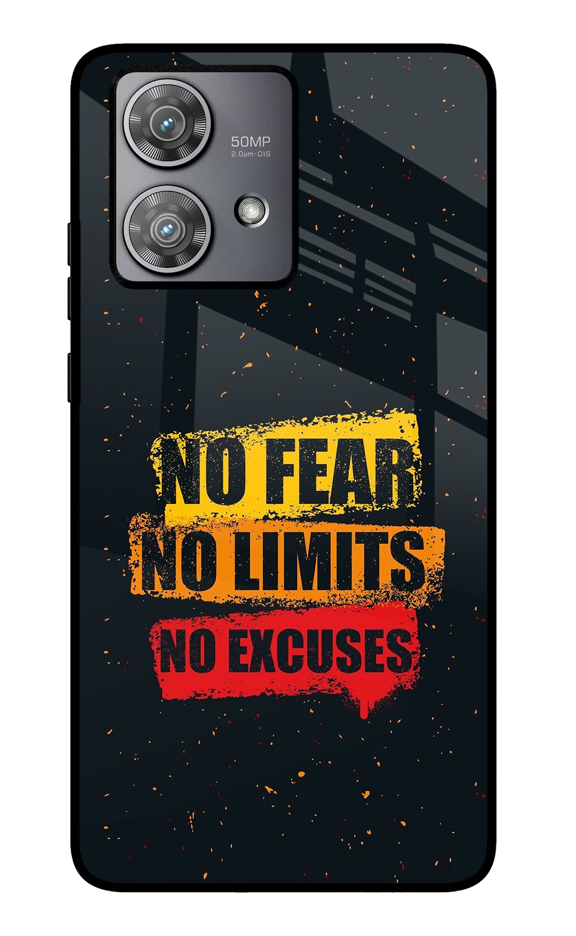 No Fear No Limits No Excuse Moto Edge 40 Neo Glass Case