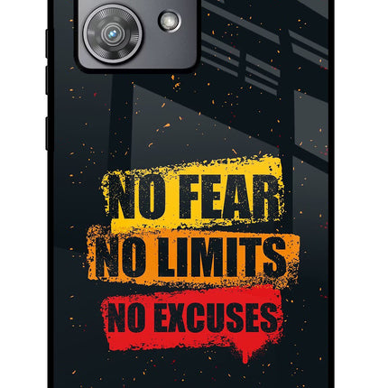 No Fear No Limits No Excuse Moto Edge 40 Neo Glass Case Back Cover by Casekaro