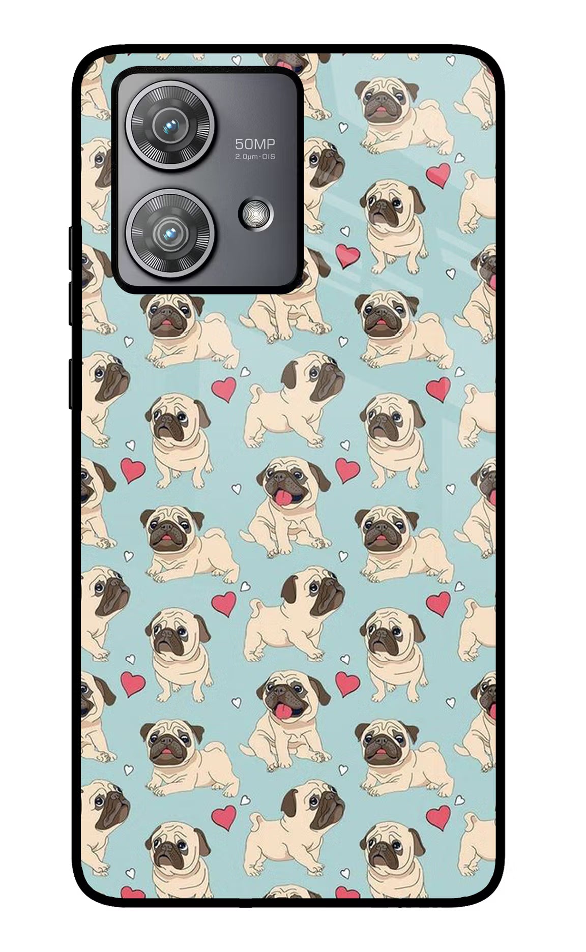 Pug Dog Moto Edge 40 Neo Glass Case Back Cover by Casekaro