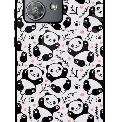 Cute Panda Moto Edge 40 Neo Glass Case Back Cover by Casekaro
