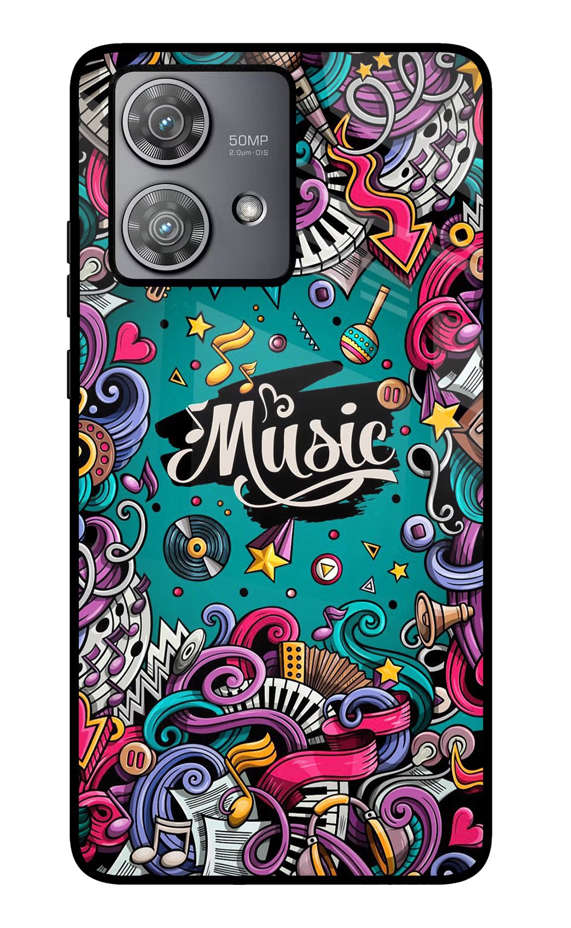 Music Graffiti Moto Edge 40 Neo Glass Case Back Cover by Casekaro