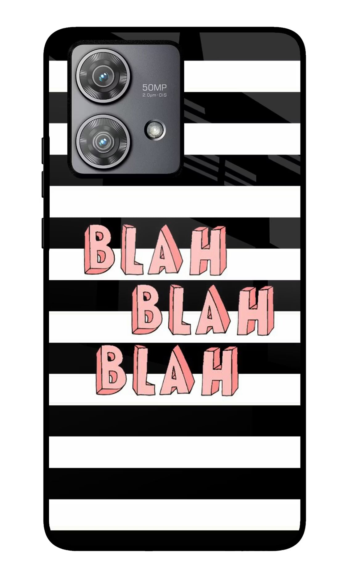 Blah Blah Blah Moto Edge 40 Neo Glass Case Back Cover by Casekaro