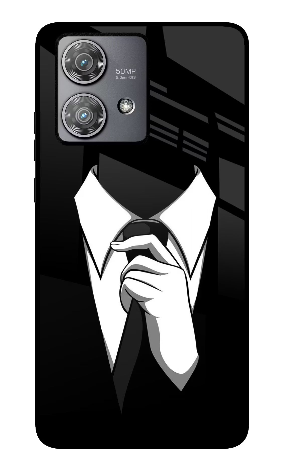 Black Tie Moto Edge 40 Neo Glass Case Back Cover by Casekaro