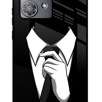 Black Tie Moto Edge 40 Neo Glass Case Back Cover by Casekaro