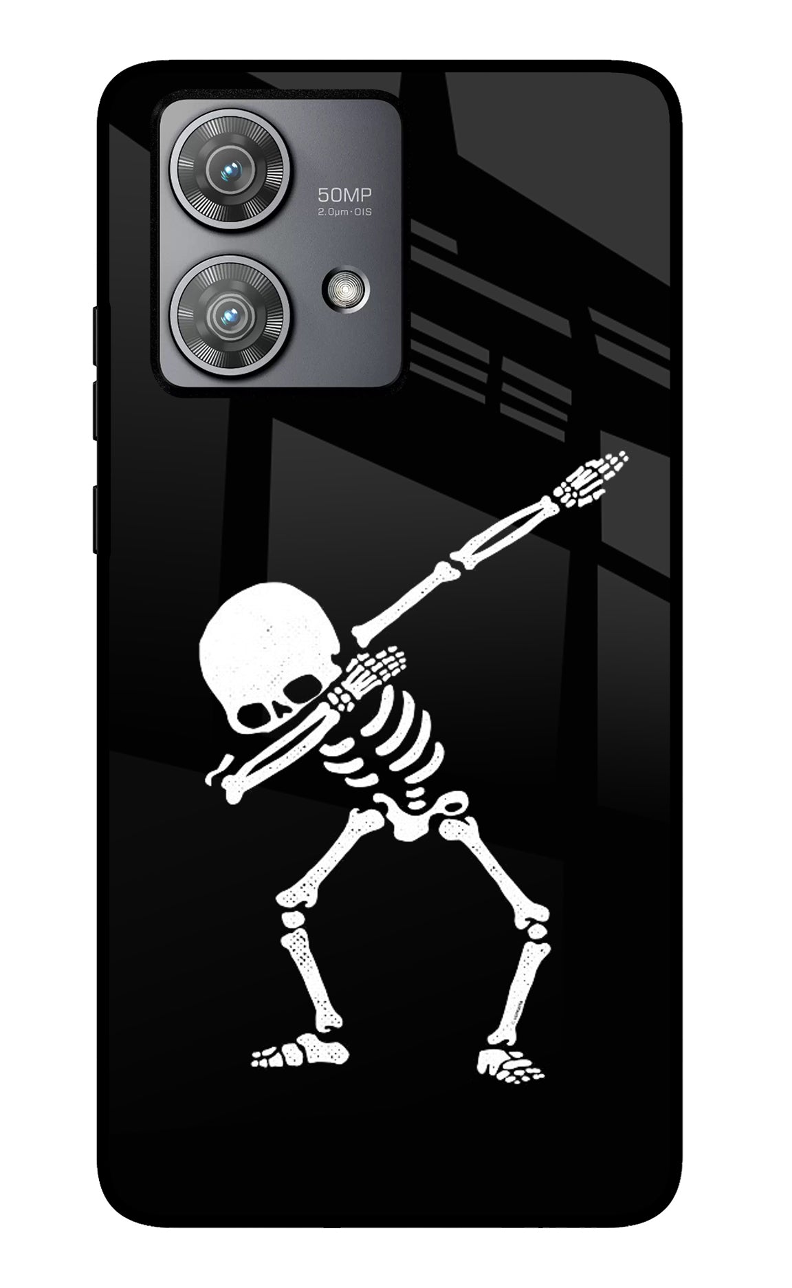 Dabbing Skeleton Art Moto Edge 40 Neo Glass Case