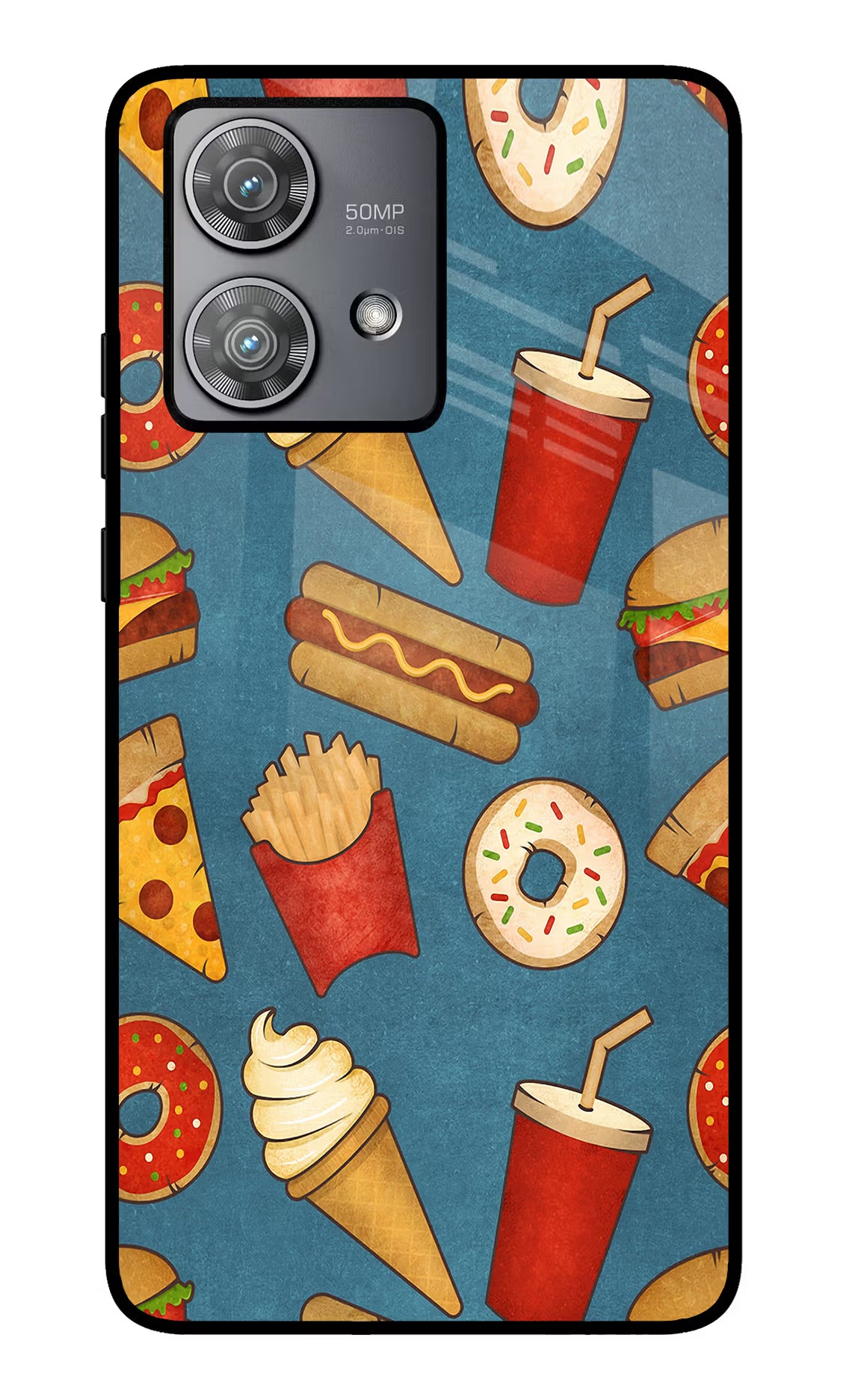 Foodie Moto Edge 40 Neo Glass Case Back Cover by Casekaro
