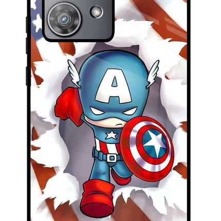 Captain America Moto Edge 40 Neo Glass Case Back Cover by Casekaro