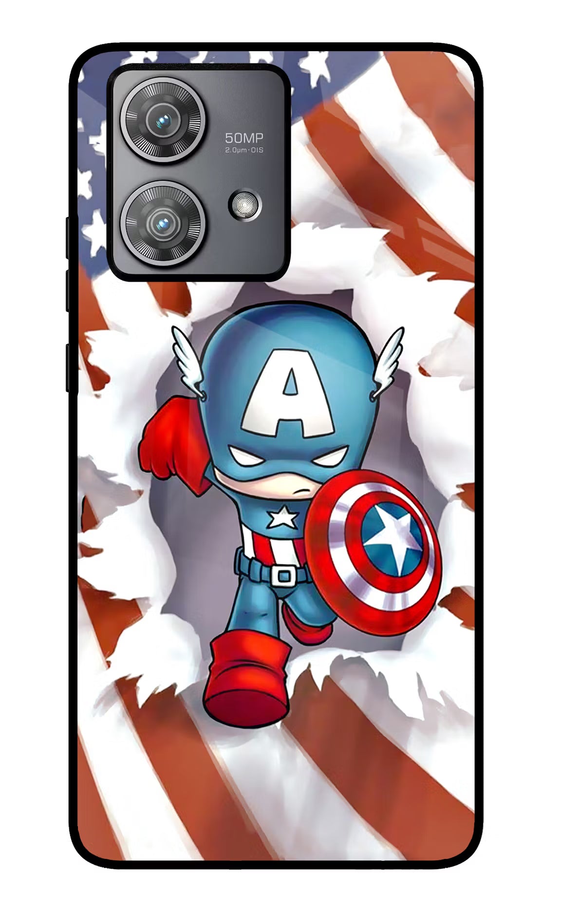Captain America Moto Edge 40 Neo Glass Case Back Cover by Casekaro