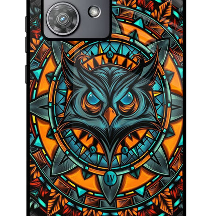 Angry Owl Art Moto Edge 40 Neo Glass Case Back Cover by Casekaro
