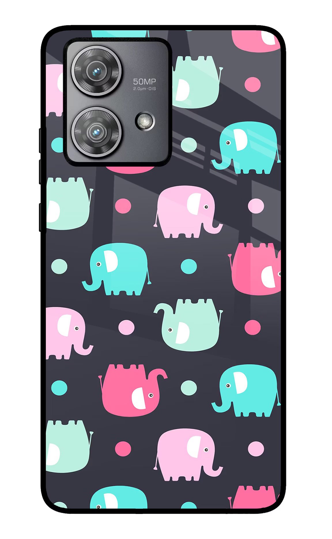 Elephants Moto Edge 40 Neo Glass Case Back Cover by Casekaro
