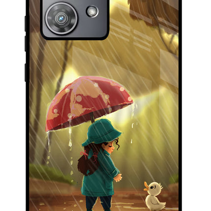 Rainy Day Moto Edge 40 Neo Glass Case Back Cover by Casekaro