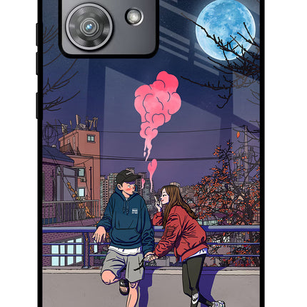 Chilling Couple Moto Edge 40 Neo Glass Case Back Cover by Casekaro