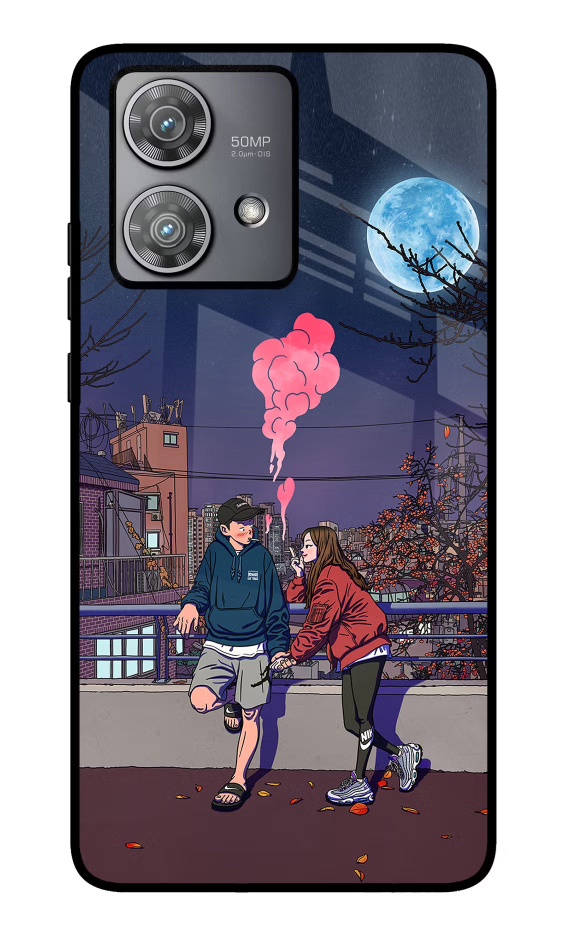 Chilling Couple Moto Edge 40 Neo Glass Case Back Cover by Casekaro