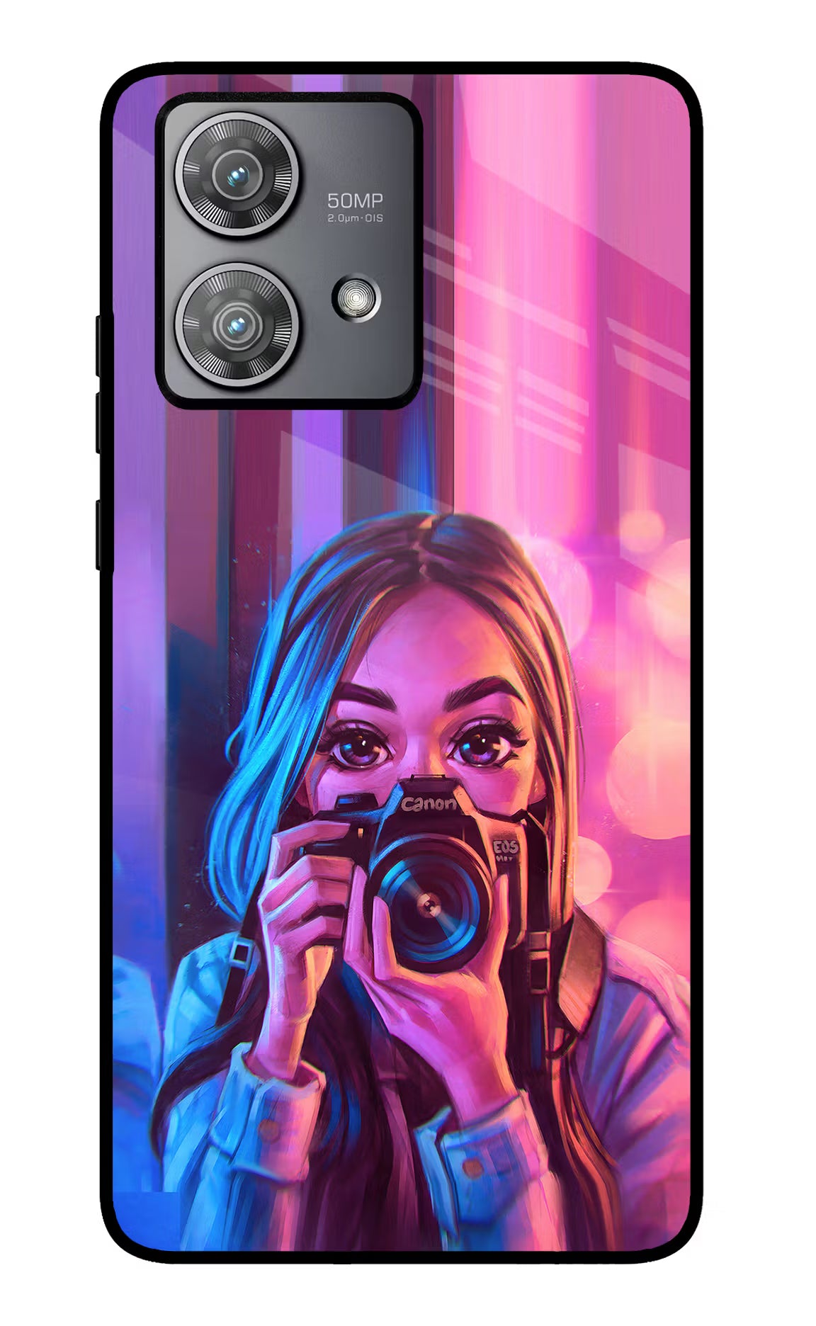 Girl Photographer Moto Edge 40 Neo Glass Case Back Cover by Casekaro