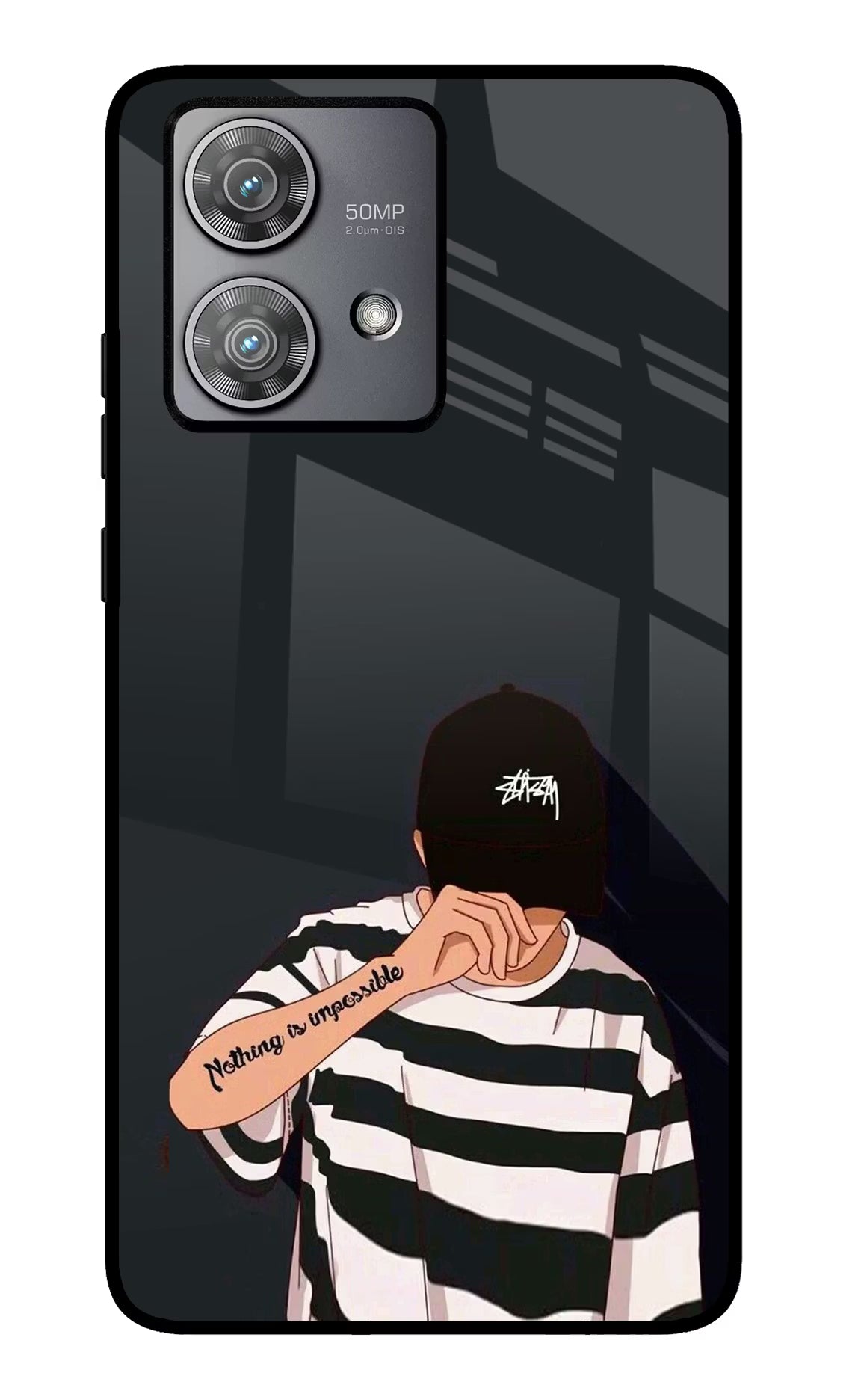 Aesthetic Boy Moto Edge 40 Neo Glass Case Back Cover by Casekaro