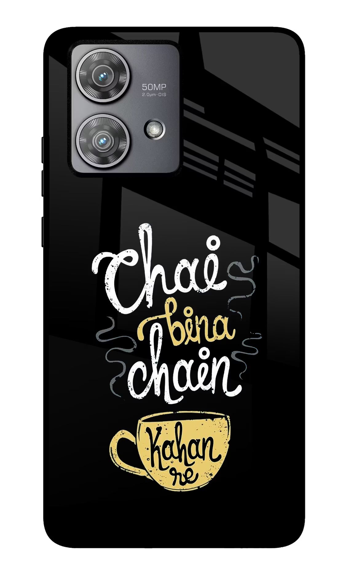 Chai Bina Chain Kaha Re Moto Edge 40 Neo Glass Case Back Cover by Casekaro