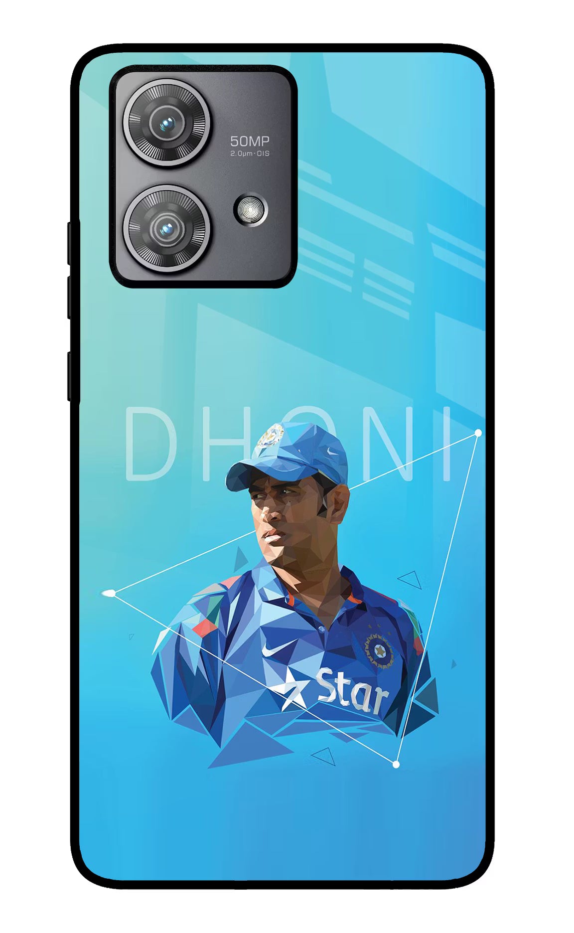 Dhoni Artwork Moto Edge 40 Neo Glass Case Back Cover by Casekaro