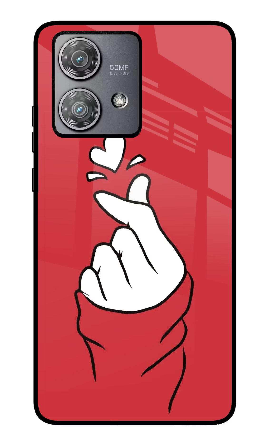 Korean Love Sign Moto Edge 40 Neo Glass Case Back Cover by Casekaro