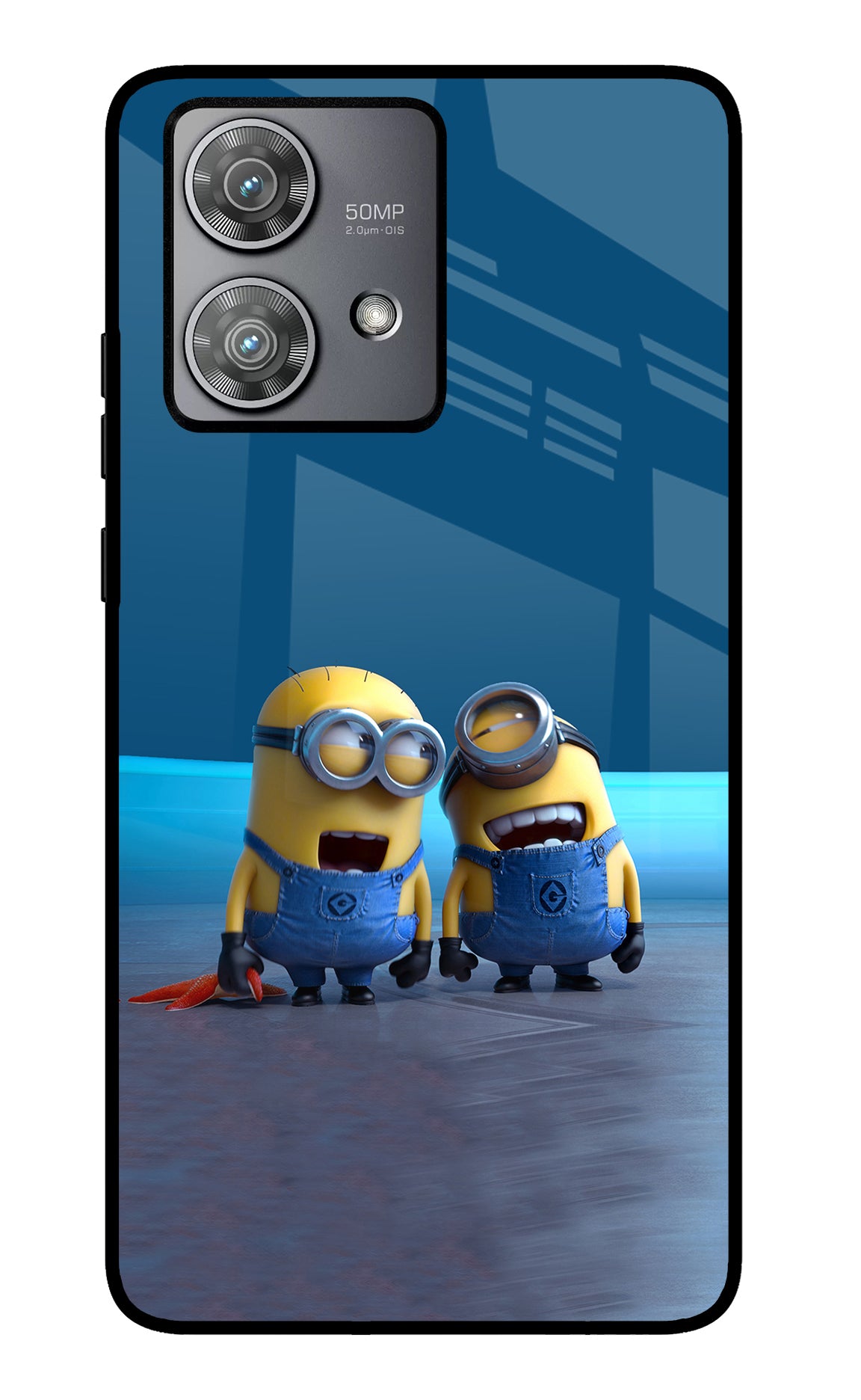 Minion Laughing Moto Edge 40 Neo Glass Case