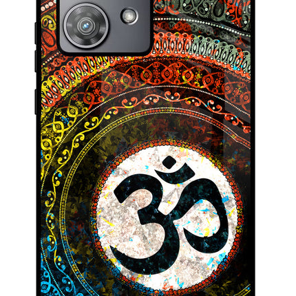 Om Cultural Moto Edge 40 Neo Glass Case Back Cover by Casekaro