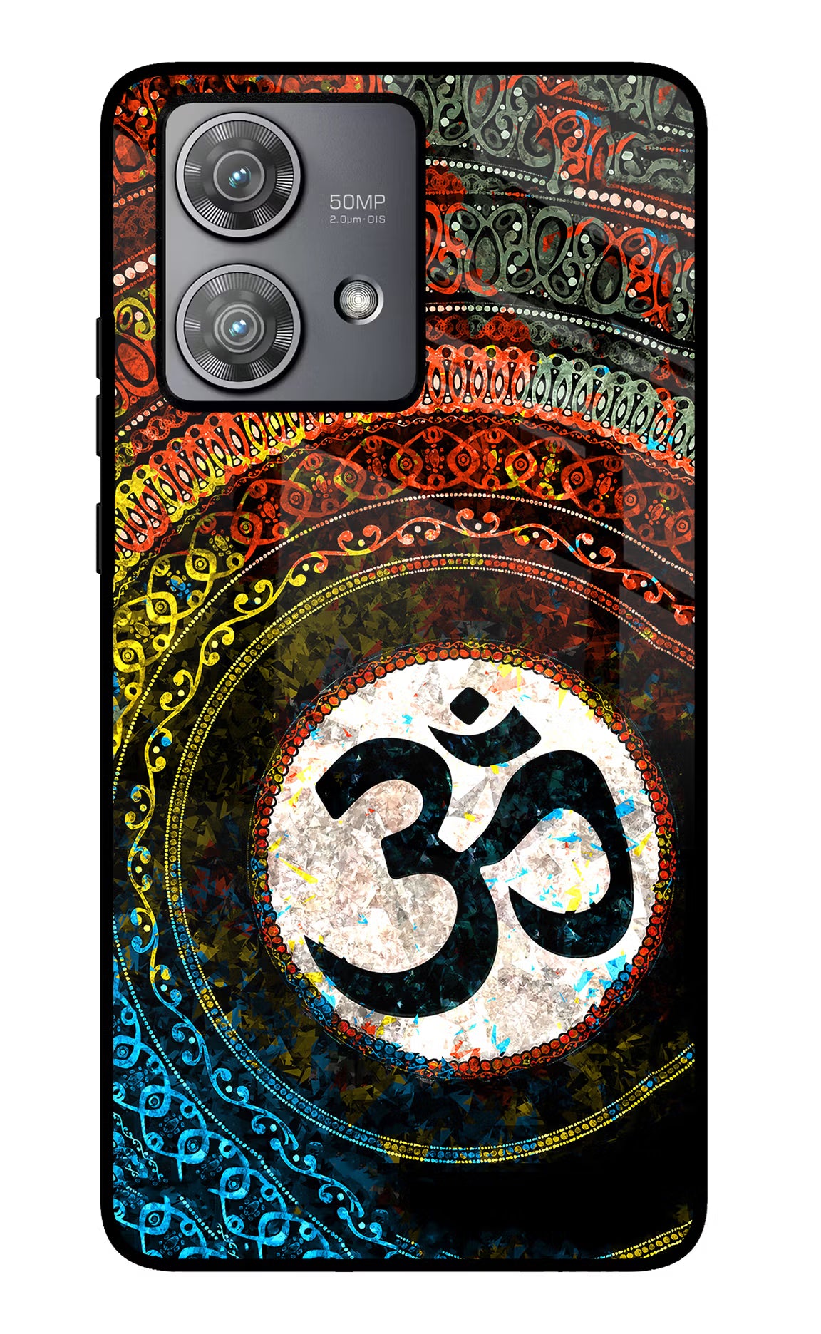 Om Cultural Moto Edge 40 Neo Glass Case Back Cover by Casekaro
