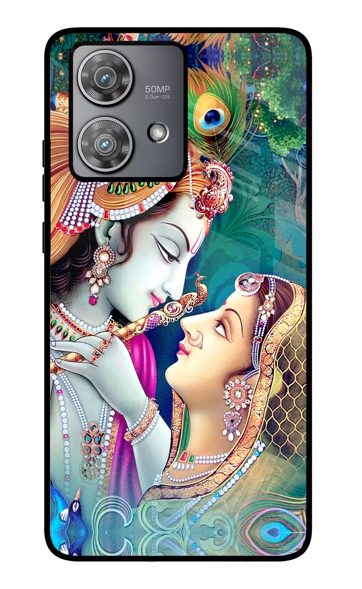 Lord Radha Krishna Moto Edge 40 Neo Glass Case Back Cover by Casekaro