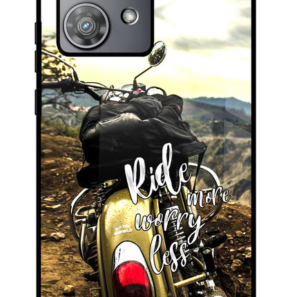 Ride More Worry Less Moto Edge 40 Neo Glass Case Back Cover by Casekaro