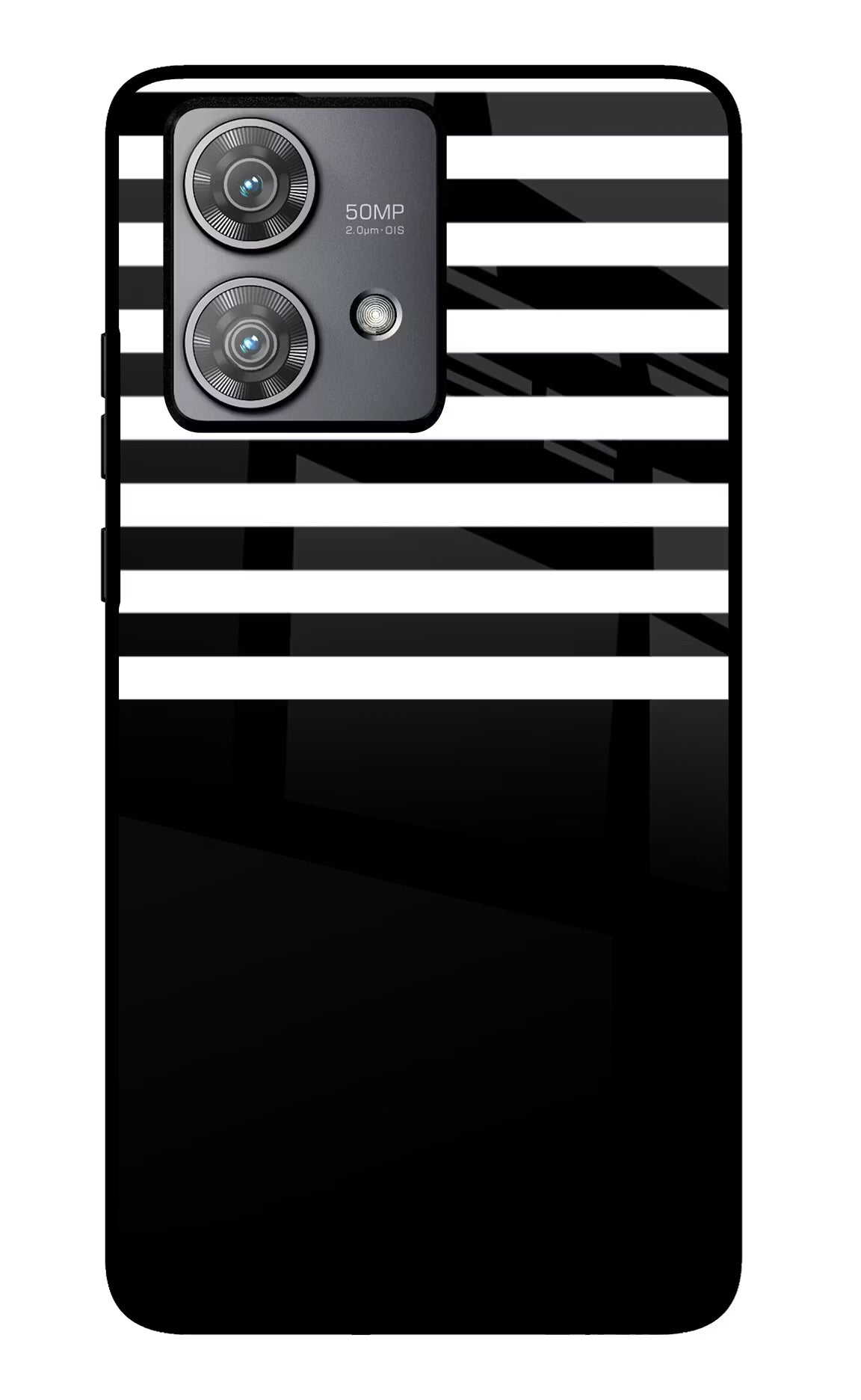 Black and White Print Moto Edge 40 Neo Glass Case Back Cover by Casekaro