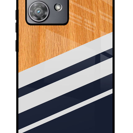 Blue and white wooden Moto Edge 40 Neo Glass Case Back Cover by Casekaro