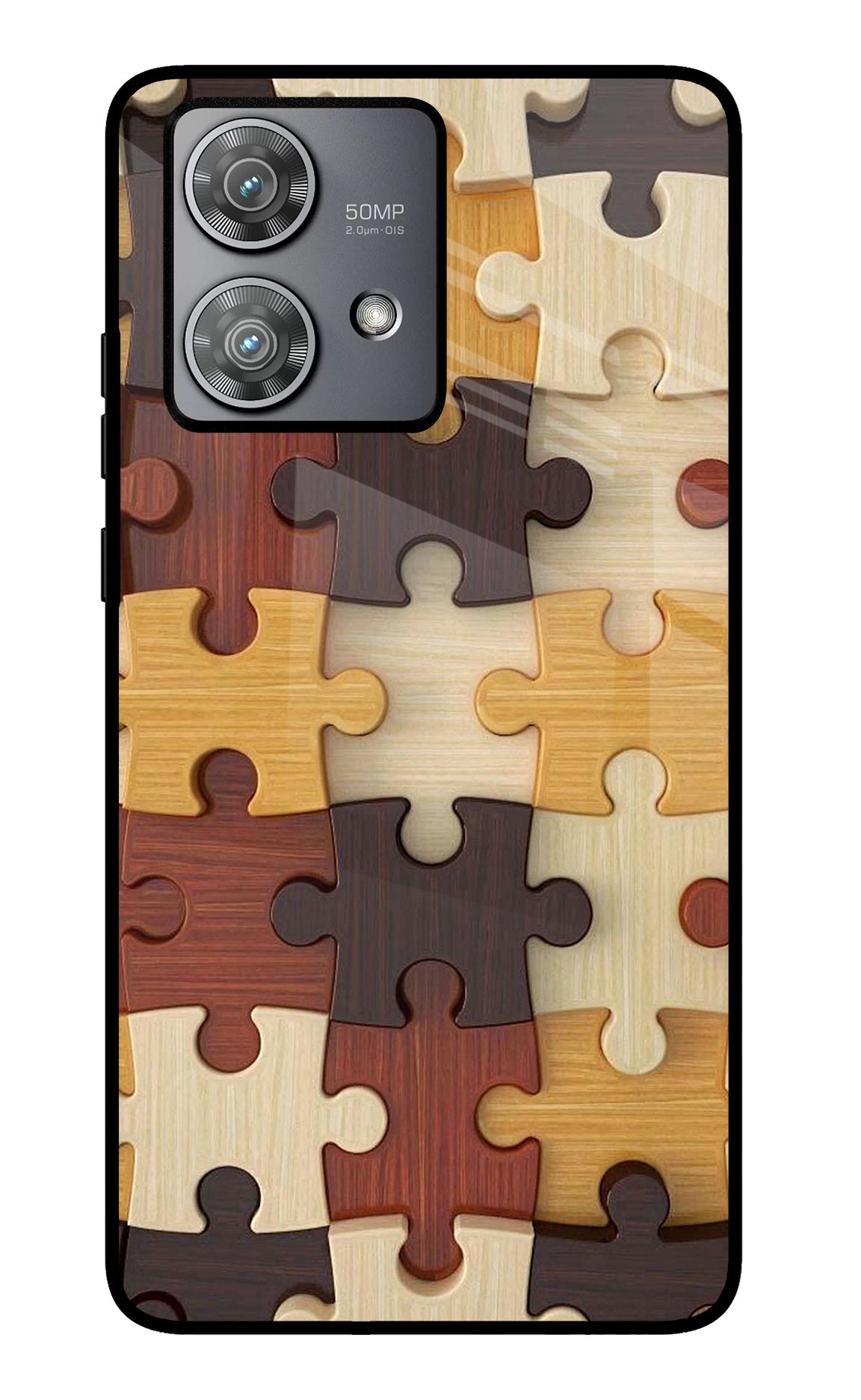 Wooden Puzzle Moto Edge 40 Neo Glass Case