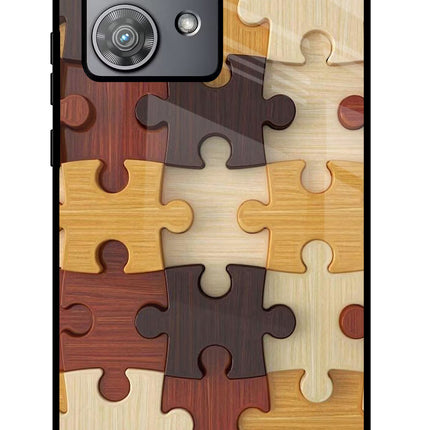 Wooden Puzzle Moto Edge 40 Neo Glass Case Back Cover by Casekaro