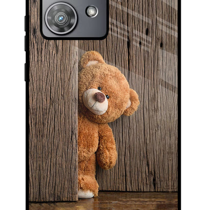 Teddy Wooden Moto Edge 40 Neo Glass Case Back Cover by Casekaro
