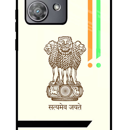 Satyamev Jayate Brown Logo Moto Edge 40 Neo Glass Case Back Cover by Casekaro