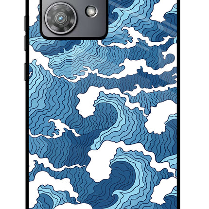 Blue Waves Moto Edge 40 Neo Glass Case Back Cover by Casekaro