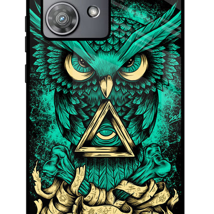 Green Owl Moto Edge 40 Neo Glass Case Back Cover by Casekaro