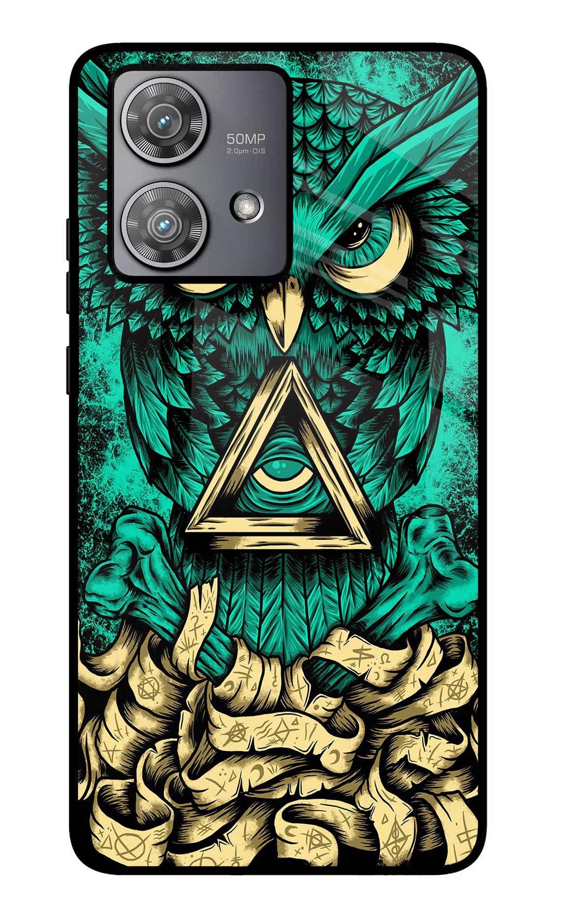 Green Owl Moto Edge 40 Neo Glass Case Back Cover by Casekaro