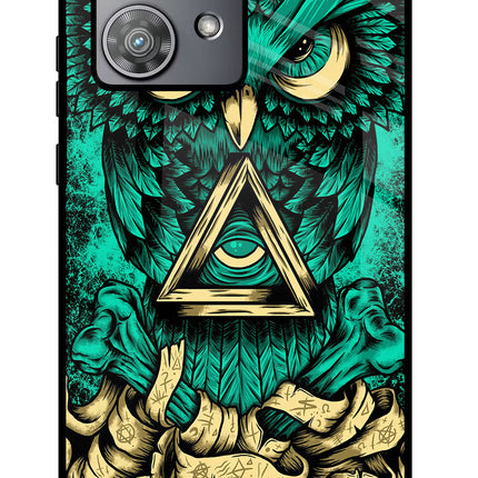 Green Owl Moto Edge 40 Neo Glass Case Back Cover by Casekaro