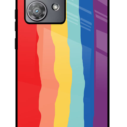 Rainbow Moto Edge 40 Neo Glass Case Back Cover by Casekaro