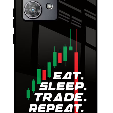 Eat Sleep Trade Repeat Moto Edge 40 Neo Glass Case Back Cover by Casekaro