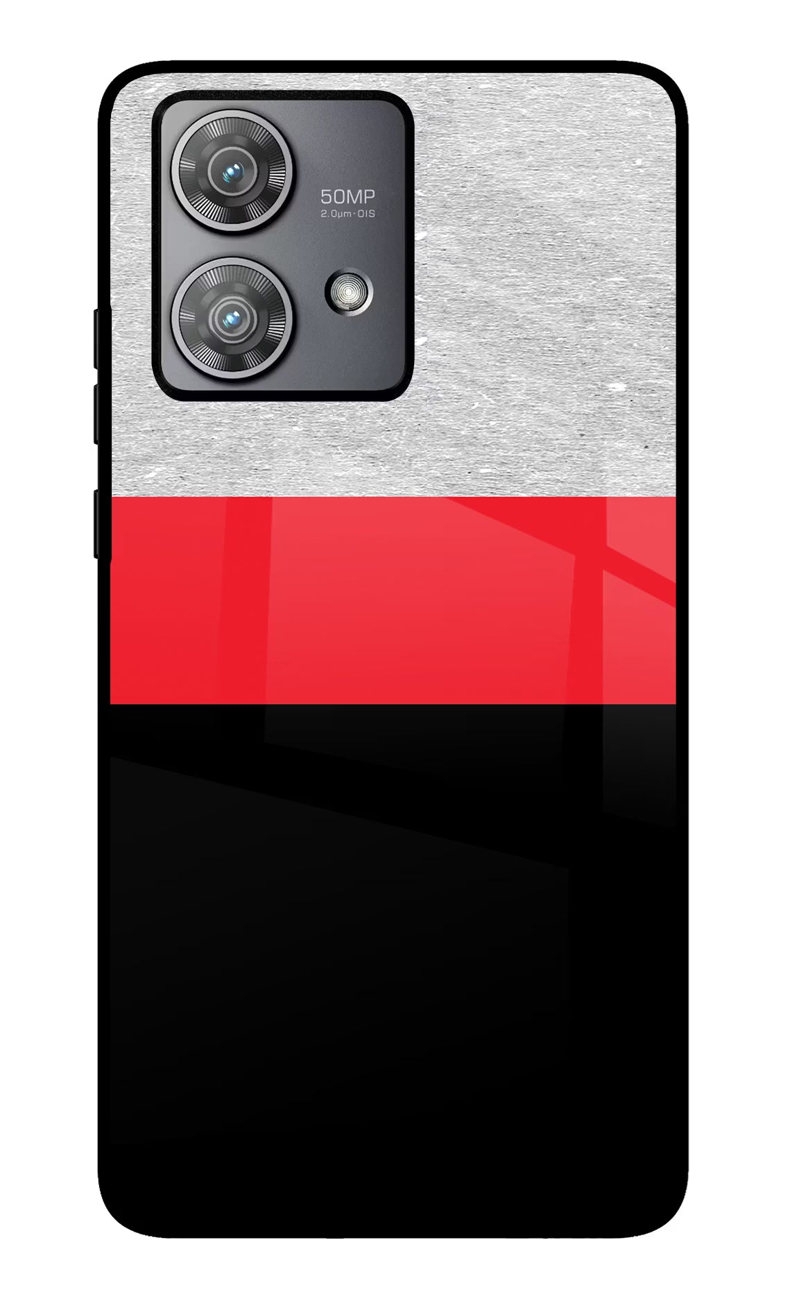 Tri Color Pattern Moto Edge 40 Neo Glass Case Back Cover by Casekaro