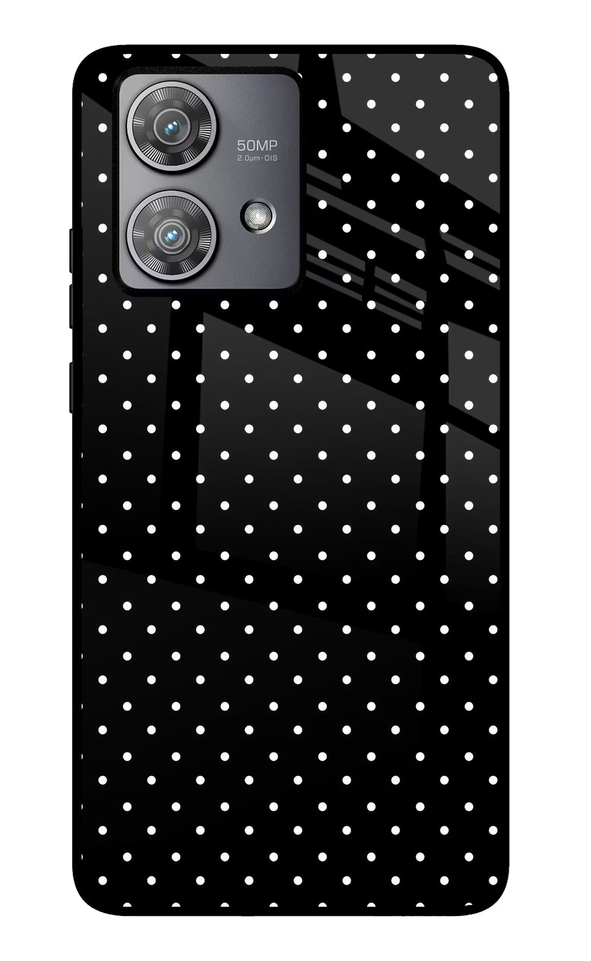 White Dots Moto Edge 40 Neo Glass Case Back Cover by Casekaro