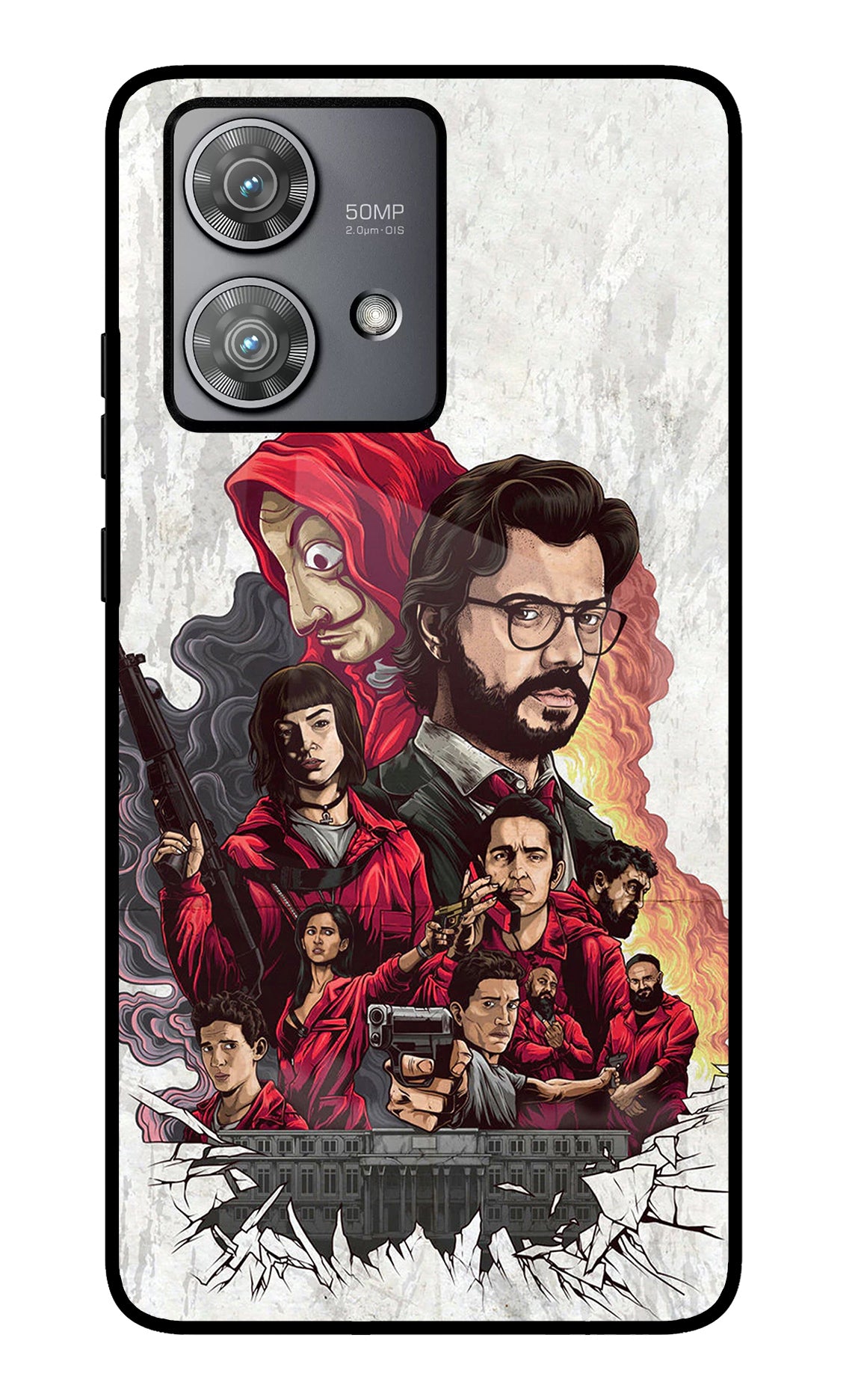 Money Heist Artwork Moto Edge 40 Neo Glass Case