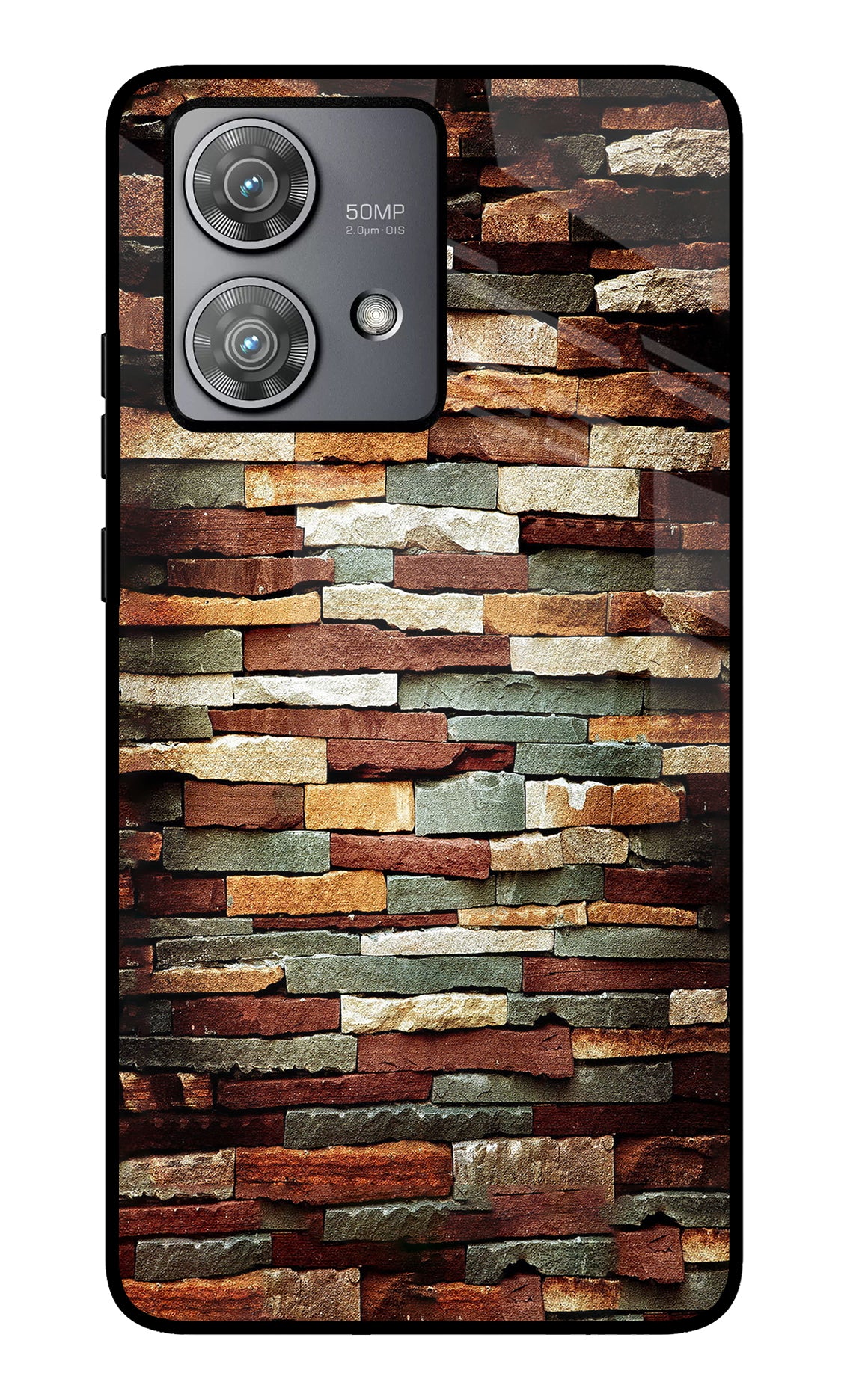 Bricks Pattern Moto Edge 40 Neo Glass Case